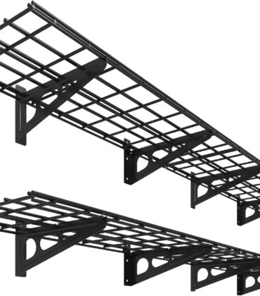 FLEXIMOUNTS 12-inch-by-72-inch Wall Shelf Garage Storage Rack Wall Mounted Floating Shelves,1x6ft,Black, 2-Pack, Classic Series