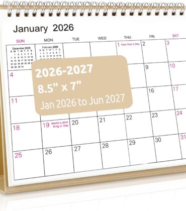 SKYDUE Small Desk Calendar 2026-2027, Apr. 2026 to Dec. 2027, 21 Months Small Desk Calendar with Planner Stickers, 8.5" x 7" Desktop Calendar Planner, Kraft