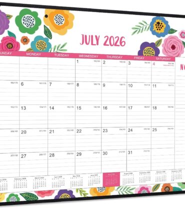 2026-2027 Desk Calendar - Large Desk Calendar 2026-2027, Jul 2026 - Dec 2027, 22" x 17", 18 Month Large Calendar 26-27 with Corner Protectors, To-Do List & Notes, Desk/Wall Calendar for Organizing - Colorful Floral